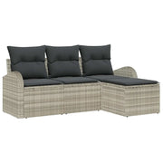 Set di divani con cuscino 4 pz | Set Salotto da Giardino Grigio chiaro polyrattan