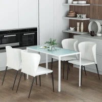 Tavolo Rettangolare da 4 Persone per Cucina e Soggiorno, Tavolo Moderno in Metallo e Vetro Temperato, 120x60x75 cm, Bianco