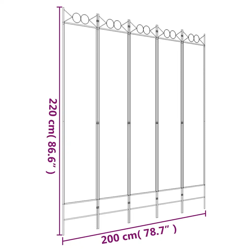 Divisorio a 5 Pannelli Antracite 200x220 cm Tessuto 350172