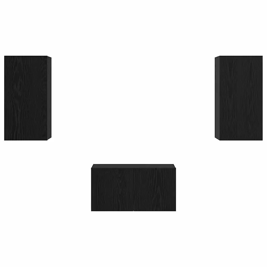 vidaXL Set mobile TV 3 pcs Rovere nero 60 x 30 x 30 cm