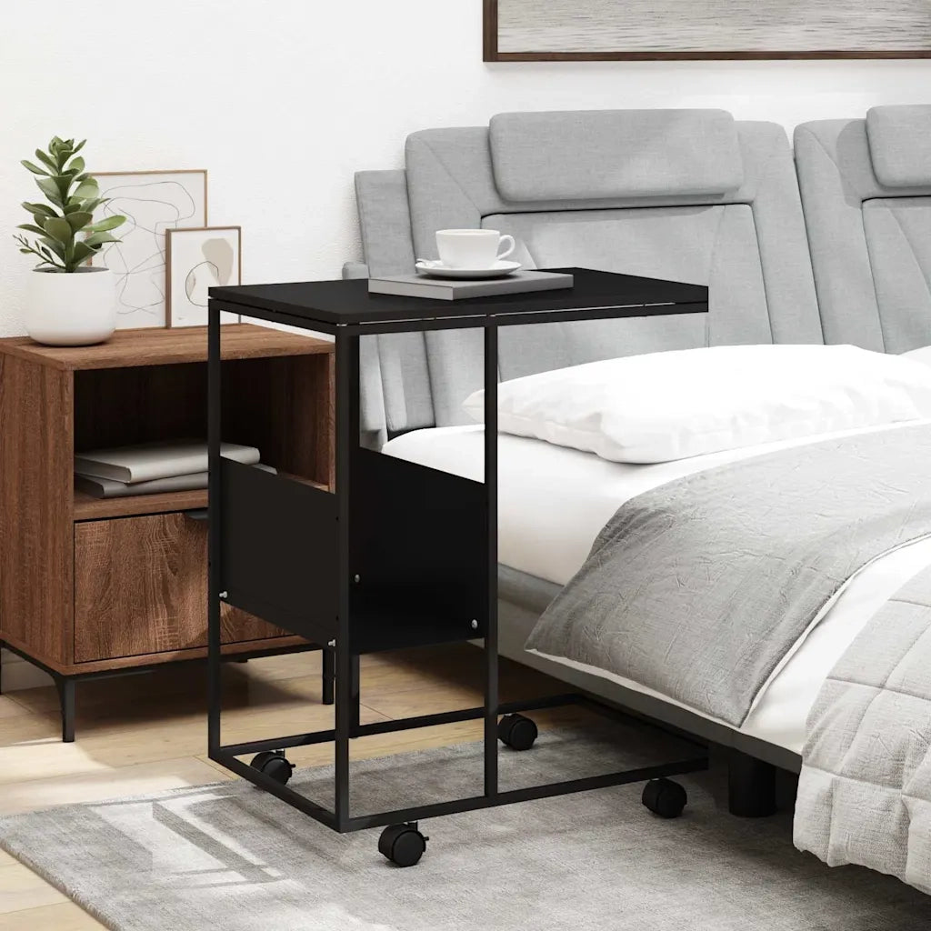 Tavolino con Ruote Nero 55x36x63,5 cm in Legno Multistrato cod mxl 63029