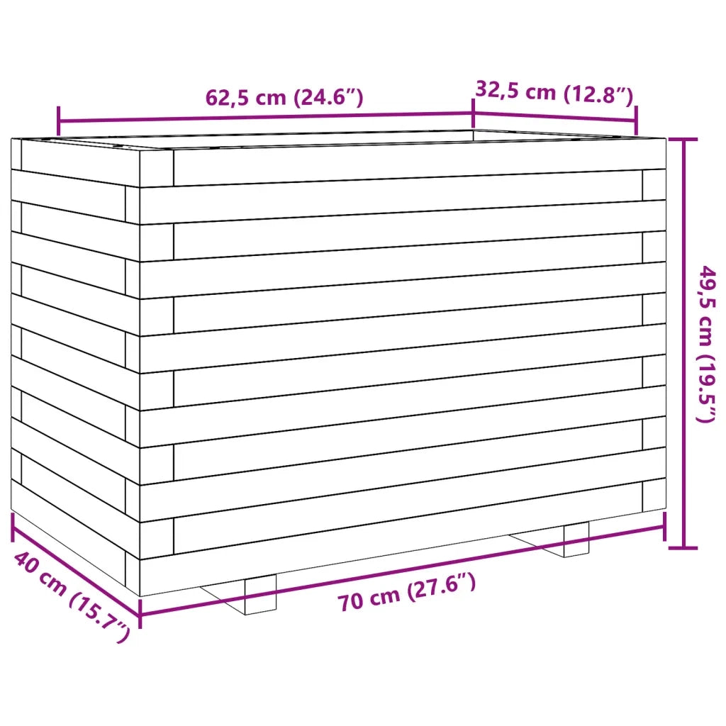 Fioriera | Cassetta per fiori | Vaso Giardino Marrone Cera 70x40x49,5cm Legno Massello Pino