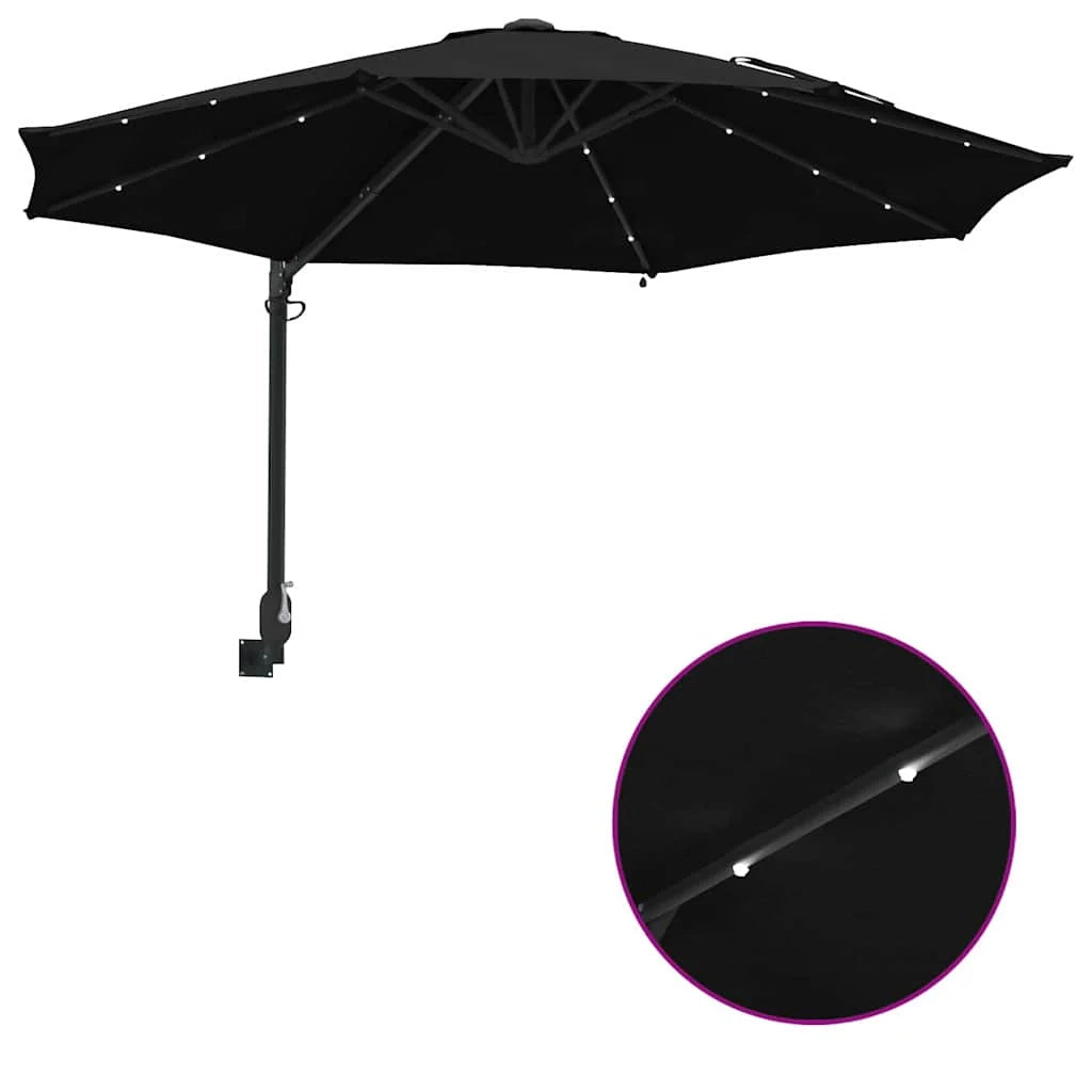 Ombrellone da giardino inclinato 248 x 248 x 148 cm ombra confortevole design moderno poliestere nero 02_0058648