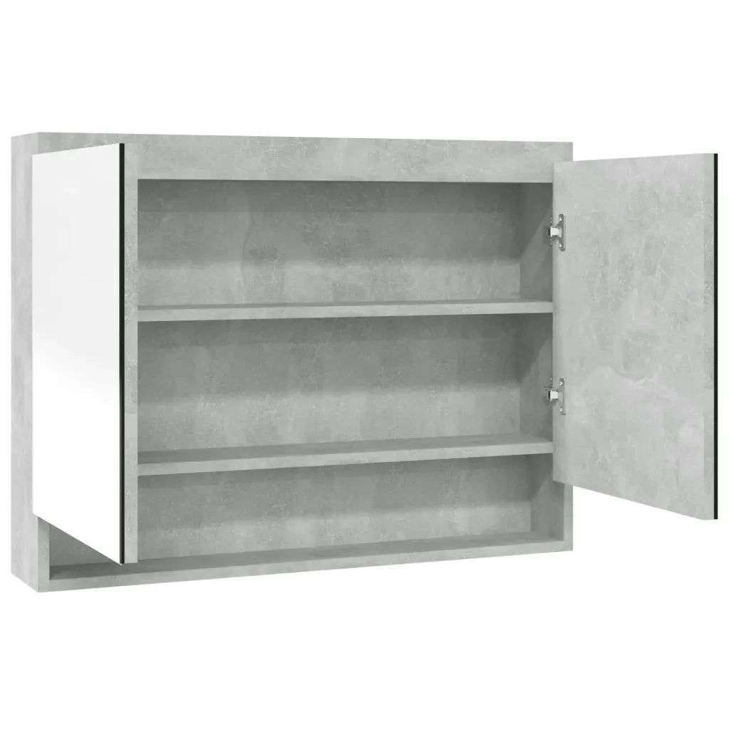 Armadietto Bagno | Armadio da bagno con Specchio 80x15x60 cm in MDF Grigio Cemento