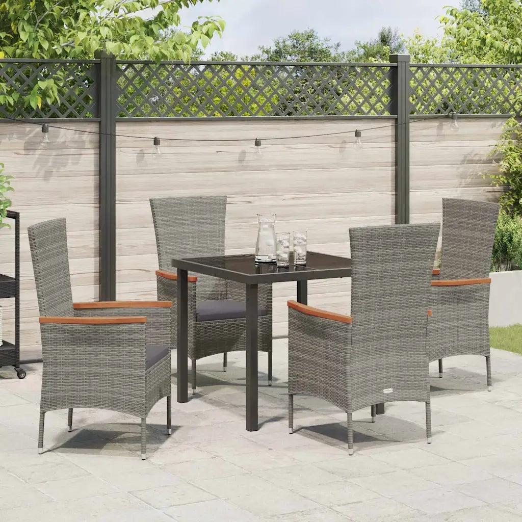 Set da Pranzo per Giardino con cuscino 5 pcs Grigio 3379430