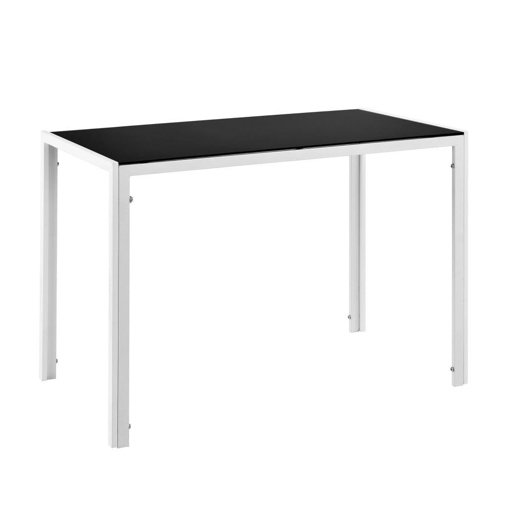 Set Tavolo da Pranzo Bianco-Nero con 4 Sedie Imbottite Schienale Alto Similpelle Bianco [en.casa]
