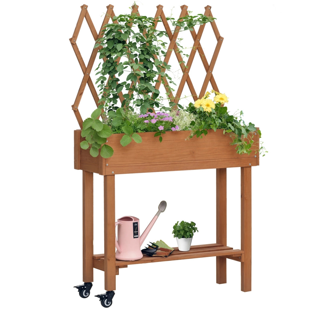 Hochbeet con spalier e scaffale ¨C zephmum ¨C legno massello marrone 79x29x130 cm