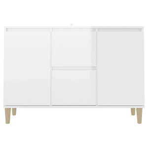 Credenza Bianco Lucido 101x35x70 cm in Legno Multistrato 806109