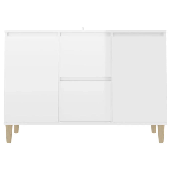 Credenza Bianco Lucido 101x35x70 cm in Legno Multistrato 806109
