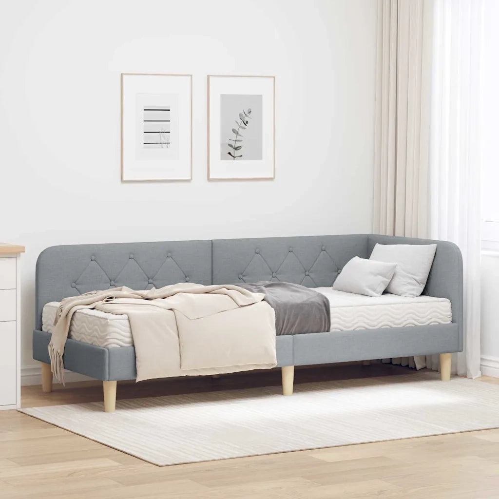 Cornice del letto ad angolo Grigio chiaro 80 x 200 cm Tessuto 3394101