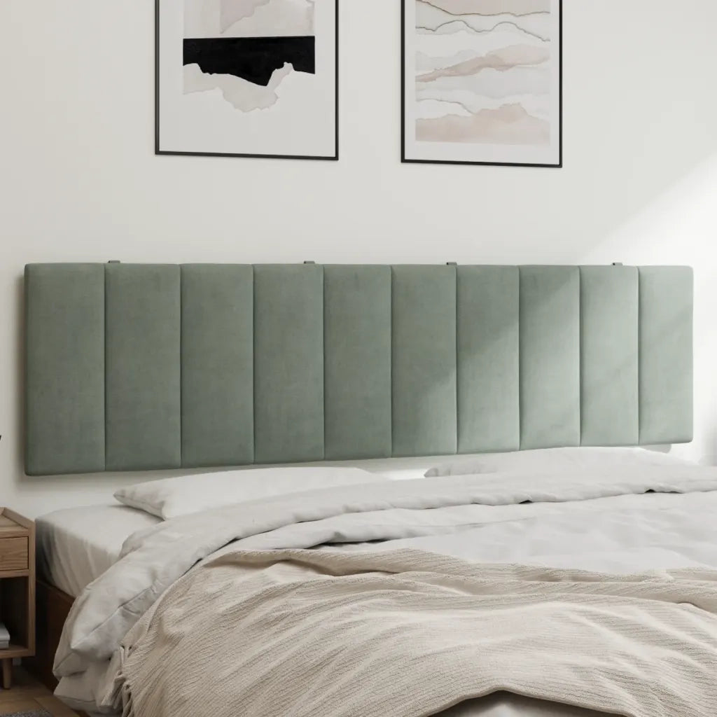 Cuscino Testiera Hanko Grigio Chiaro 180 cm in Velluto CFW7511096