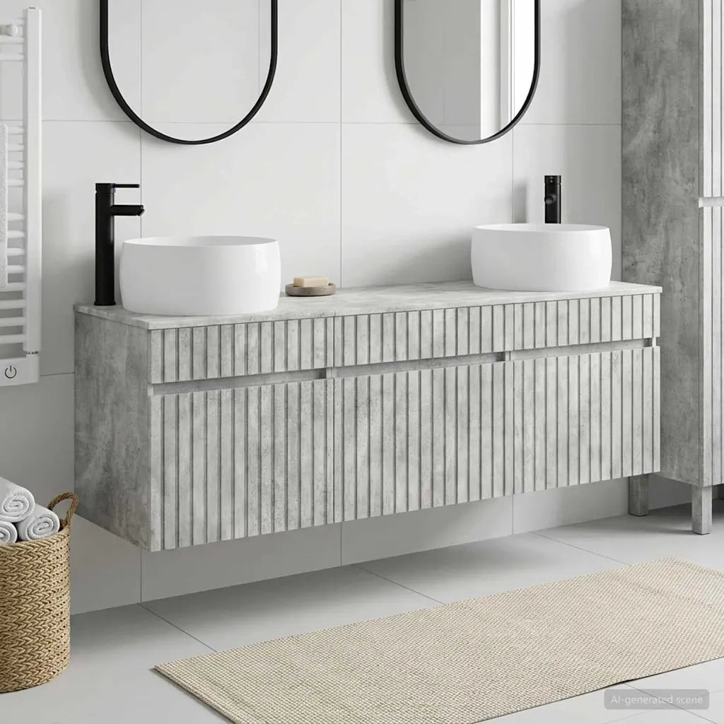 Set di Armadi da Bagno 3 pz Grigio Cemento 49 x 44,5 x 66 cm 3405770