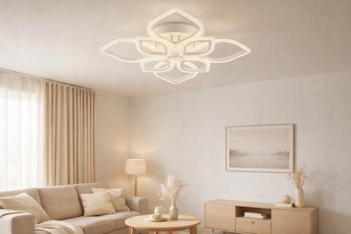 Lampada da soffitto LED foglie 8 luci bianca Vargo