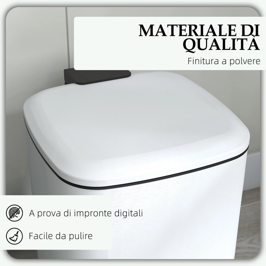 Bidone Immondizia a Pedale 12L ¨C zephmum ¨C Bianco 24.5x32x34.5 cm