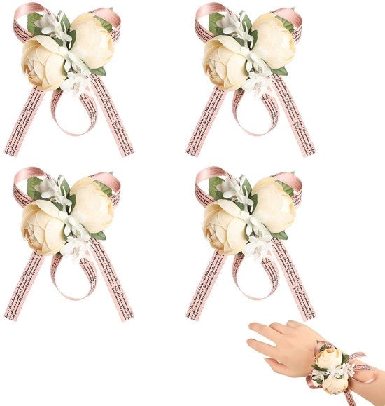 Corsage di Fiori in Seta - 4 Pezzi - Fiori di Seta - Accessori di Matrimonio - Decorazioni - Multifunzionale - Corsage di Fiori
