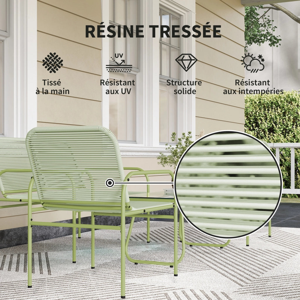 Set Giardino Esterno 4 Posti ¨C Divano 2 Posti, 2 Sedie, Tavolo Vetro ¨C zephmum ¨C Grigio