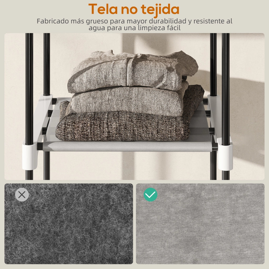 Armadio guardaroba aperto ¨C Xylo ¨C metallo grigio 182x43x185 cm con 8 ripiani e appendiabiti