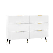 Credenza con 6 Cassetti; Frontale ondulato per Soggiorno in Pannello di particelle 120 × 40 × 77 cm Bianco