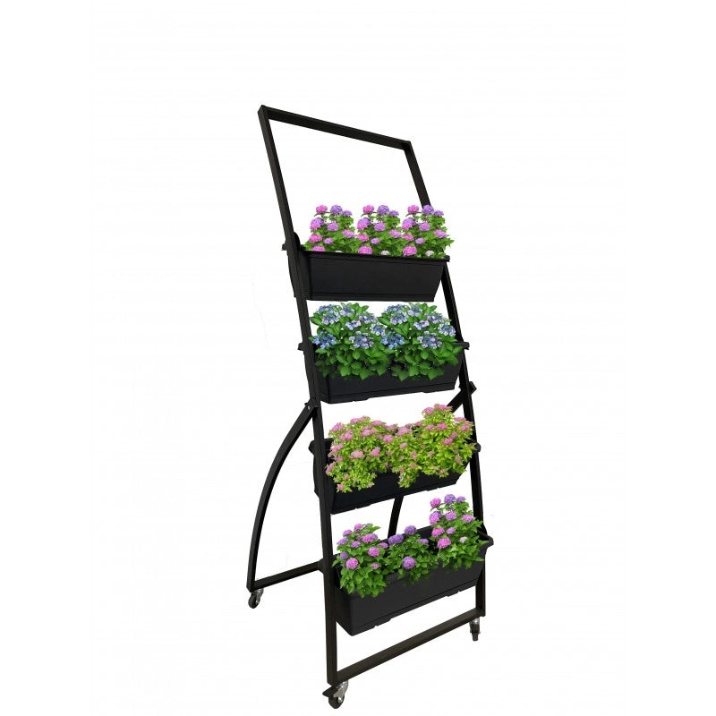 Orto Verticale Compreso di Vasi Cm 67X65X170H Nero Tecnokit