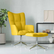 Divano Sedia-Poltrona Relax con Poggiapiedi Giallo Senape in Velluto 929408