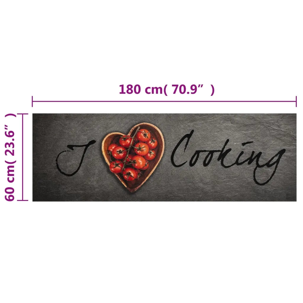 Tappeto da Cucina Lavabile Testo Cucinare 60x180 cm in Velluto 4005618