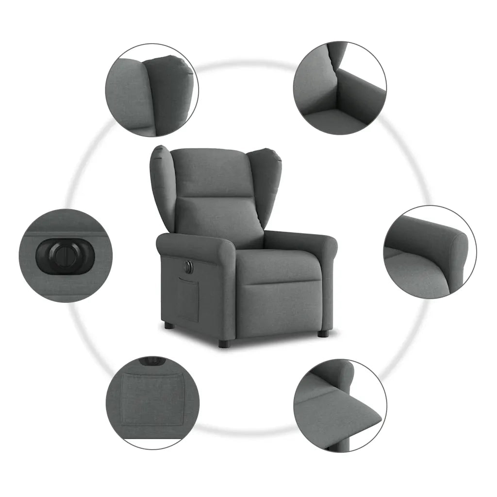 Poltrona Elettrica Reclinabile Grigio Scuro in Tessuto 3303355