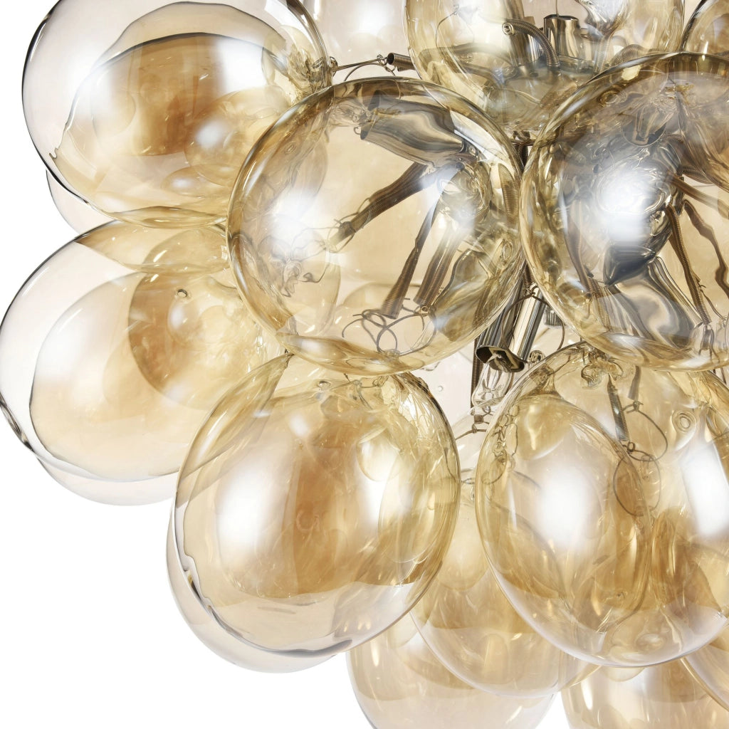Maytoni Lampadario contemporaneo Baldo 8 luci G9 nichel metallo diffusore vetro cognac