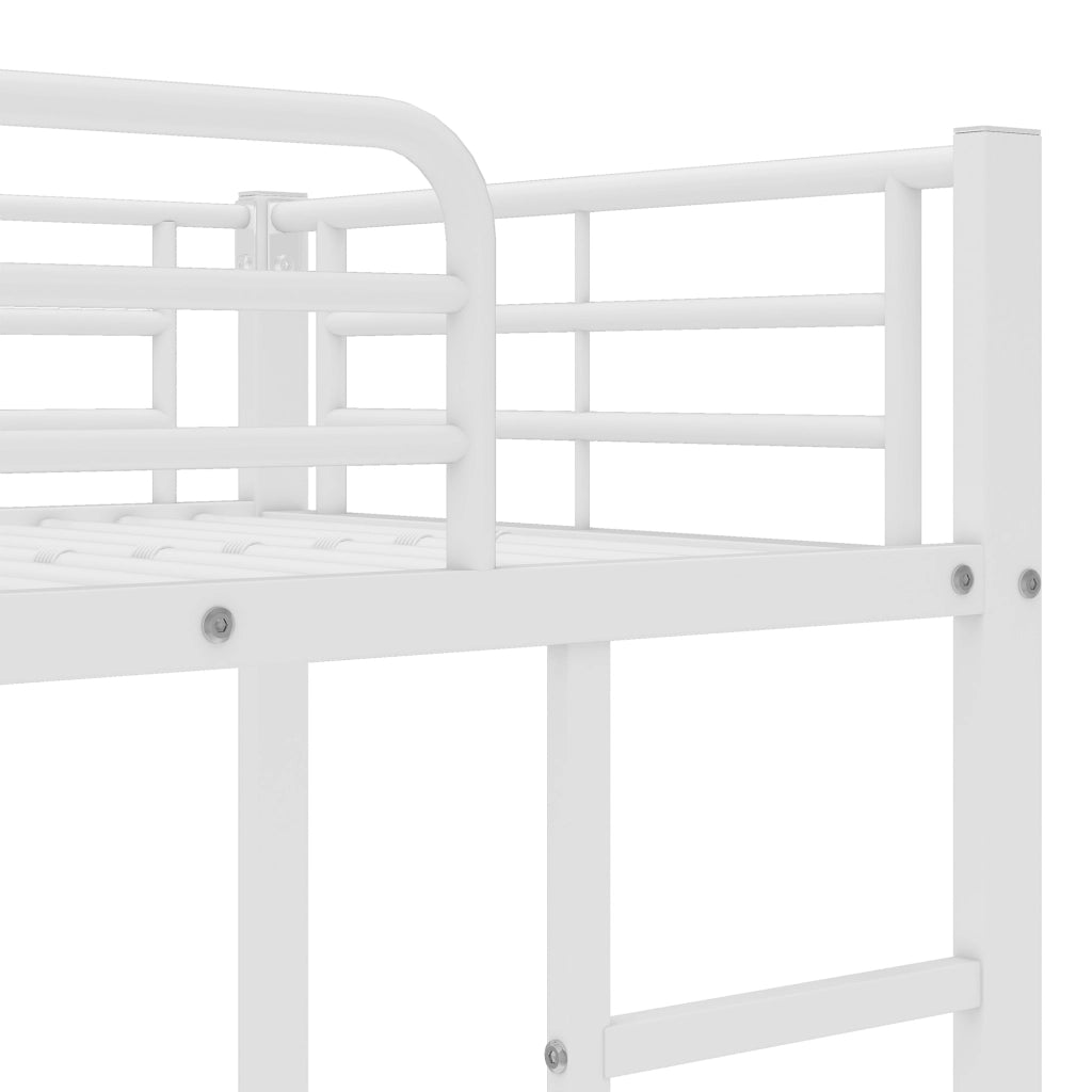 Letto a Castello 90x200 cm e 90x190 cm; Letto 3 Posti - Estraibile - Metallo - Bianco