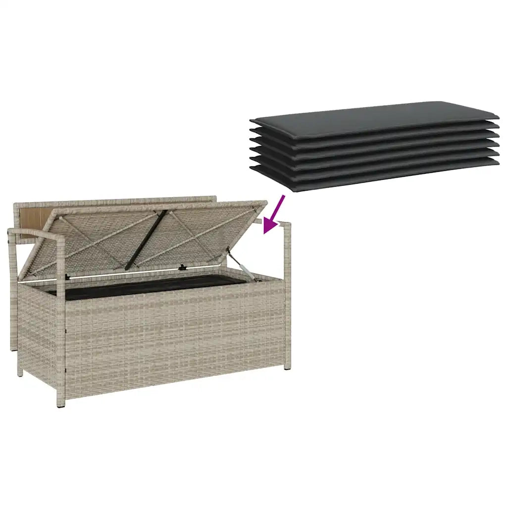 vidaXL Panca Portaoggetti da Giardino con Cuscino in Polyrattan