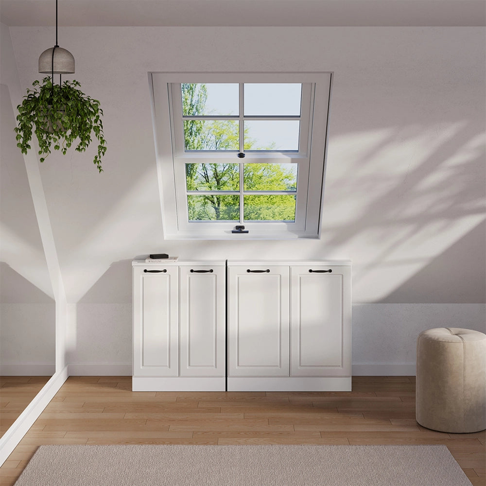 Set di mobili sottotetto Rion Bianco rustico/Bianco Set di 2 Vicco
