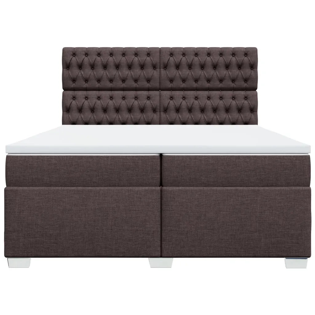 vidaXL Giroletto a Molle con Materasso Marrone Scuro 200x200cm Tessuto