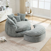 Poltrona lounge modulare con braccioli doppi e cuscini in poliestere blu grigio