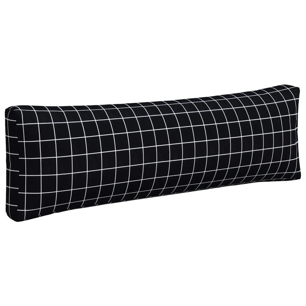Cuscini per Pallet 3 pz | Cuscini per sedie Motivo a Quadri Nero in Tessuto Oxford