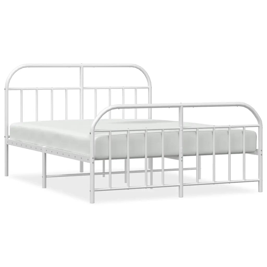 Giroletto con Testiera e Pediera-Struttura Letto Metallo Bianco 135x190 cm 873003