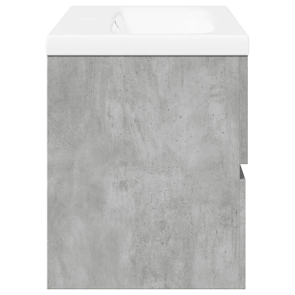 Set Mobili da Bagno | Armadio da bagno 2 pz Grigio Cemento in Legno Multistrato