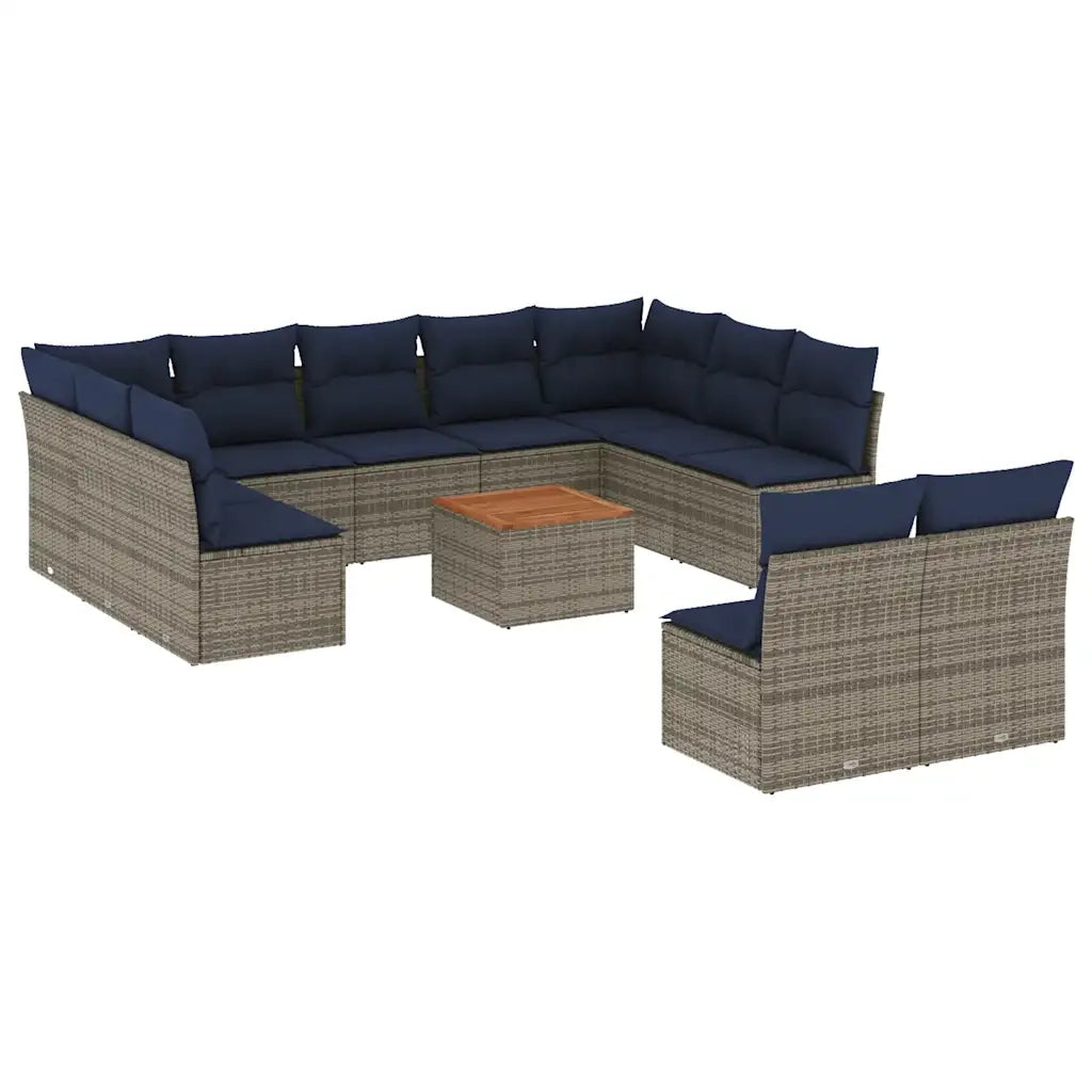 Set Divani da Giardino 12 pz con Cuscini Grigio in Polyrattan