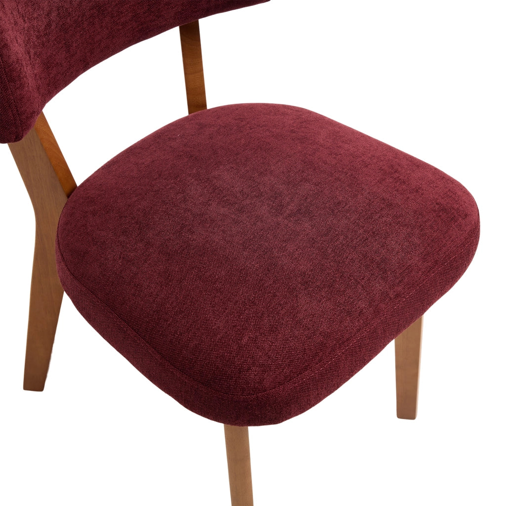 SEDIA DA PRANZO Set da 2 pezzi in legno massello, tessuto WINE RED, 54.5x47x77 cm