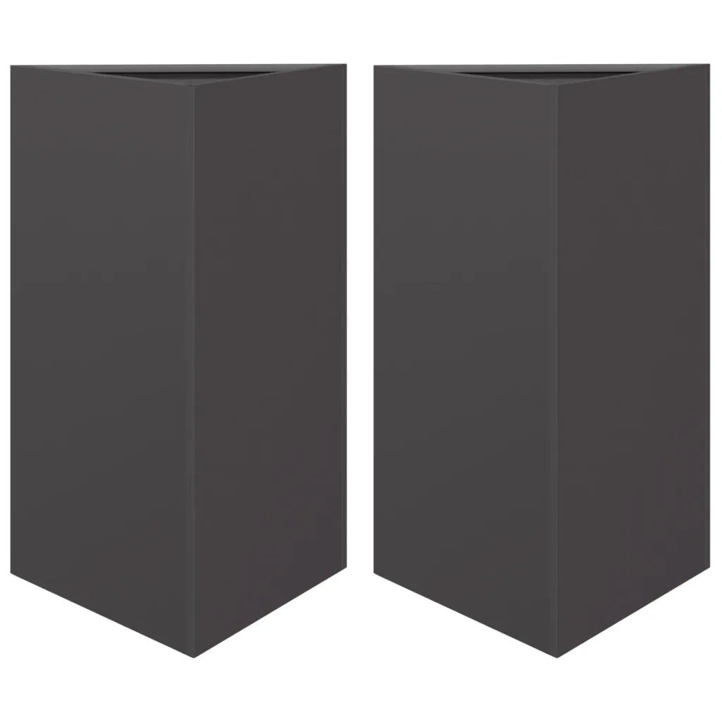 Fioriere da Giardino 2 pz Nere Triangolari 50x43x75 cm Acciaio 851172