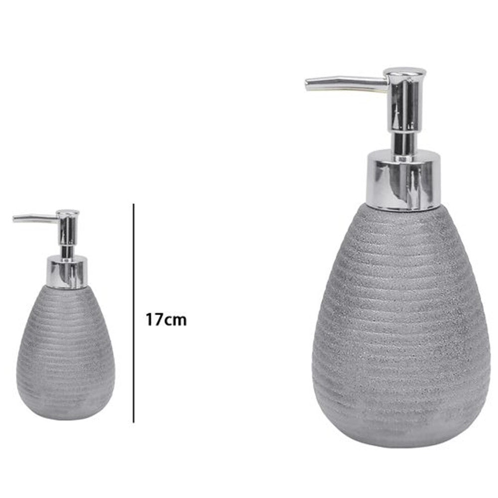 Trade Shop - Dispenser Per Sapone Liquido Accessori Argento Rigato Moderno Arredo Bagno 59938 -