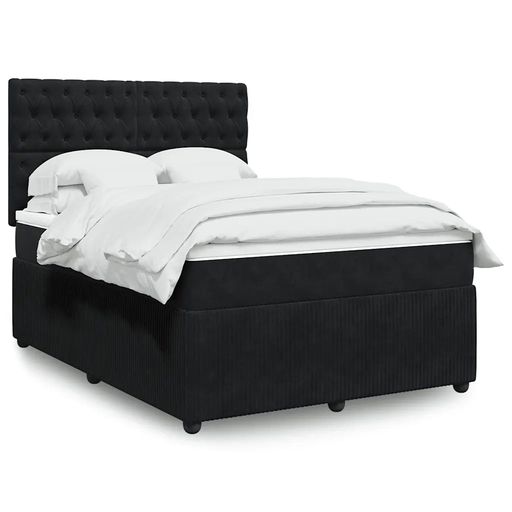 Giroletto a Molle con Materasso Nero 160x200 cm in Velluto 3294690