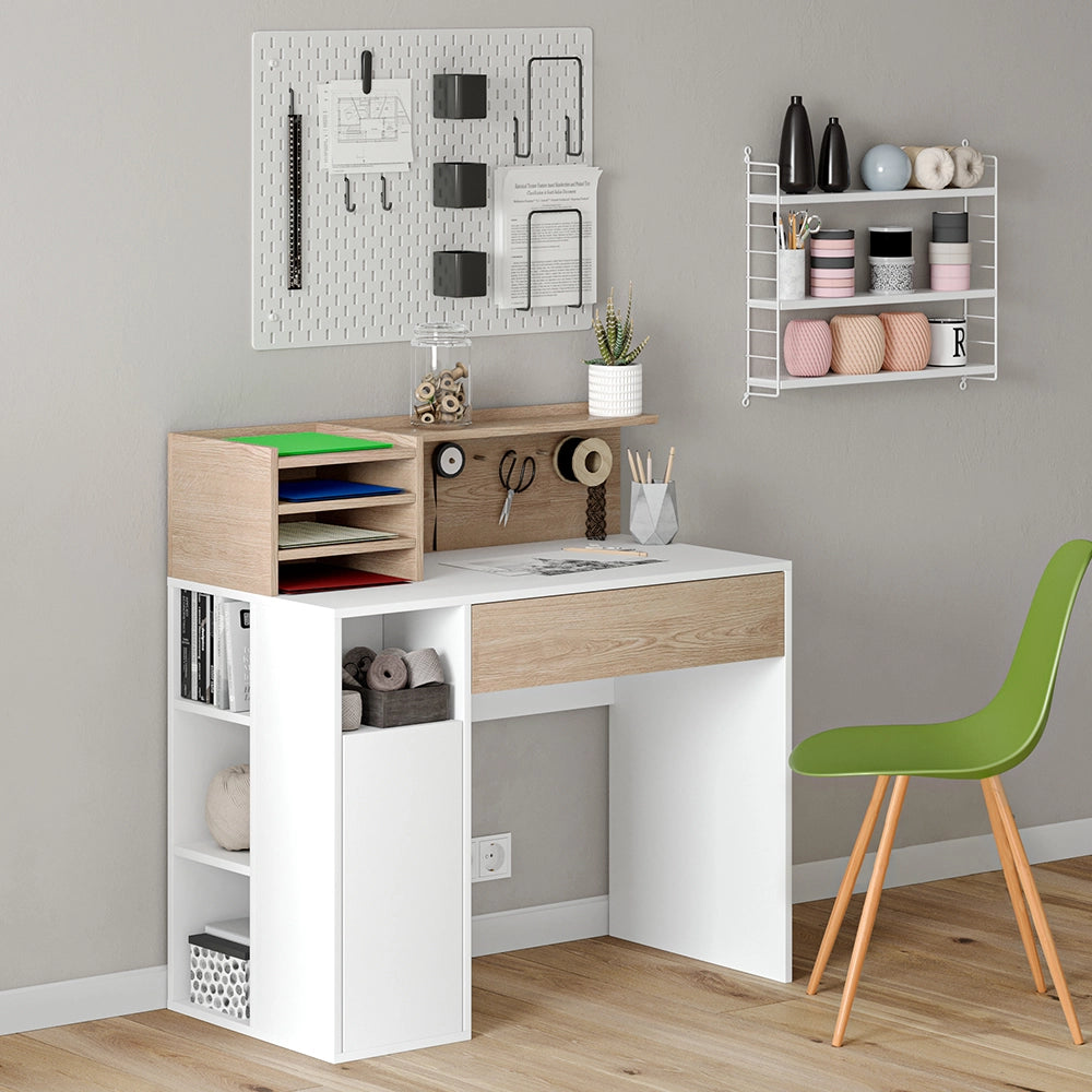 Vicco Scrivania Bianco/Sonoma 100 x 50 cm