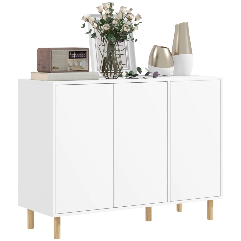 Credenza Moderna 2 Armadietti a 3 Ripiani Regolabili 107x40x80 cm Bianca
