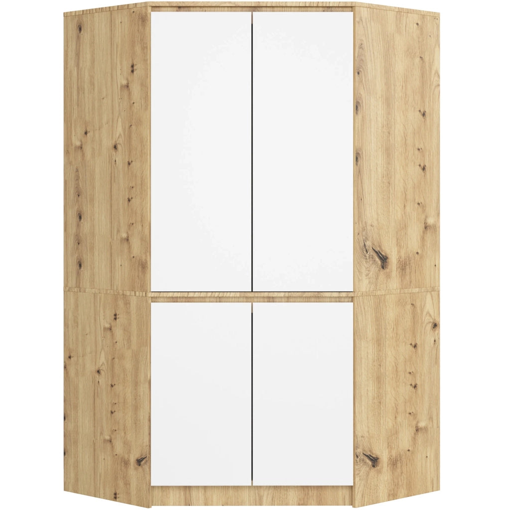 Armadio ad angolo AKORD S100 Quercia Artisan 100 cm 4 ante inserto frontale Bianco 100x50x180 cm