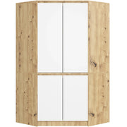 Armadio ad angolo AKORD S100 Quercia Artisan 100 cm 4 ante inserto frontale Bianco 100x50x180 cm