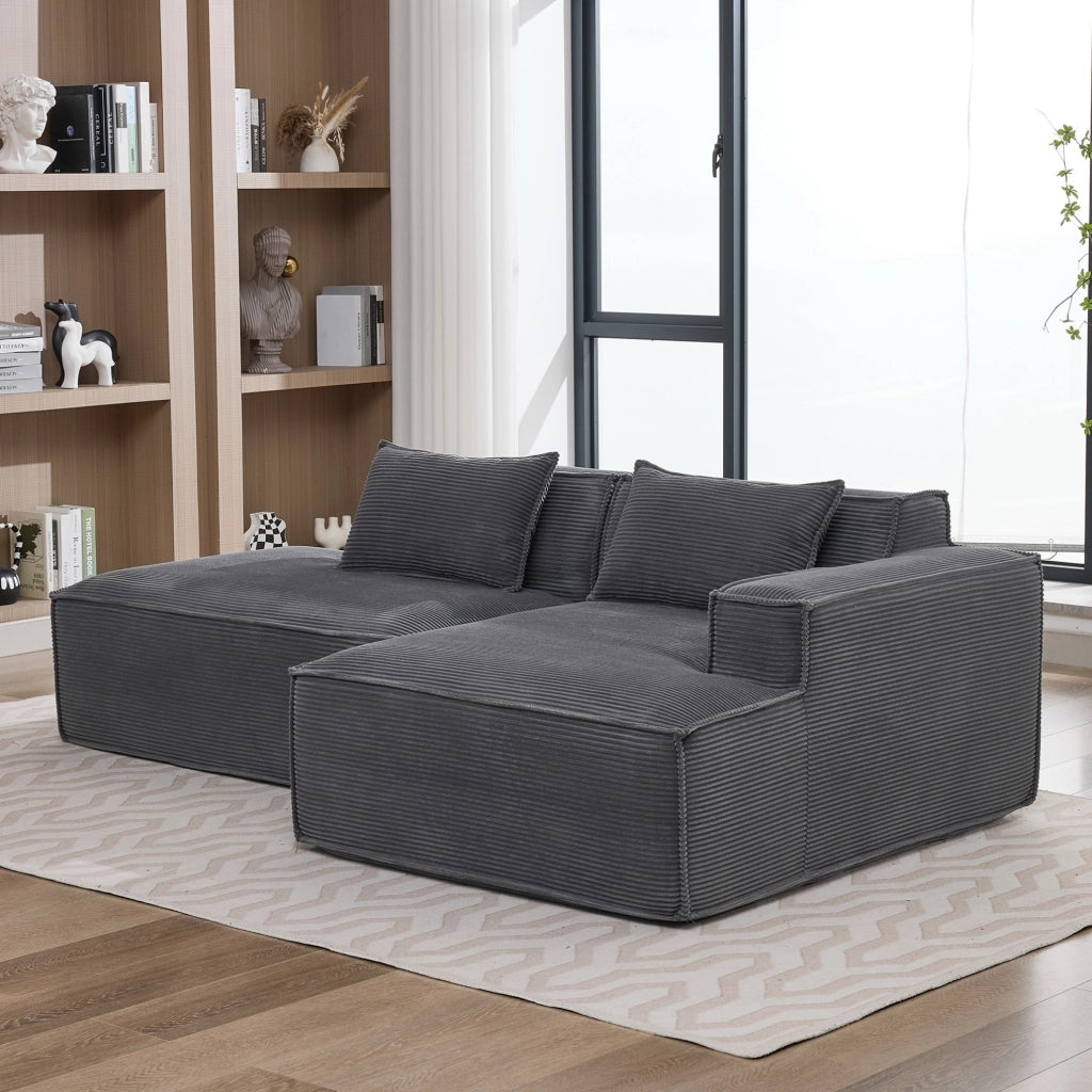 Divano imbottito in poliestere grigio largo 235 cm HOMVRA