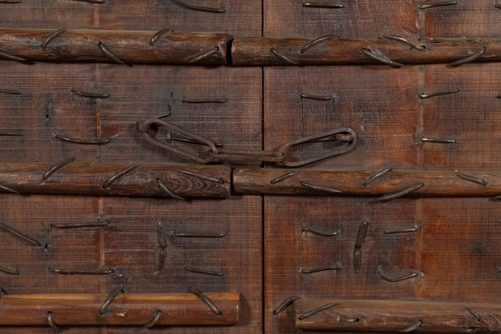 Biscottini Porta portone in legno massello e ferro da interno o da esterno vecchia e antica medievale