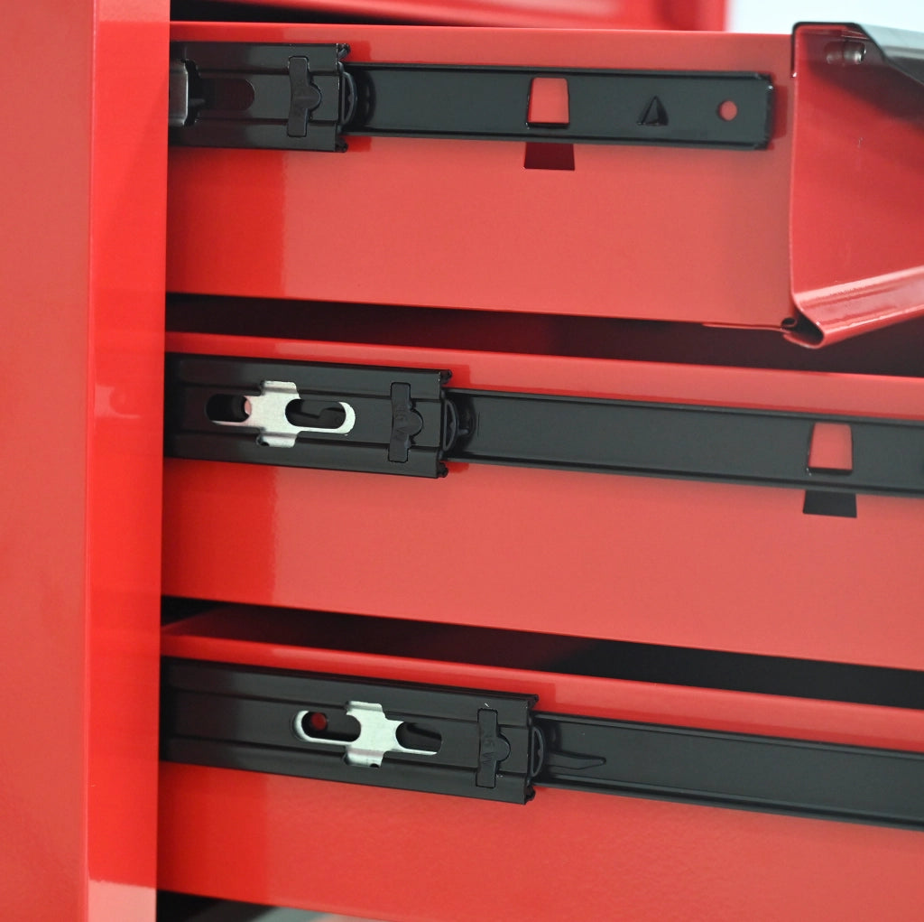 Carrello portautensili a 4 cassetti con ruote e serratura rosso e nero HOMVRA