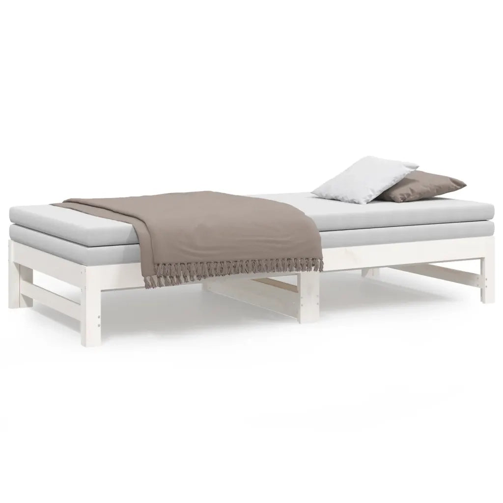 Dormeuse Estraibile Bianca 2x(90x190) cm Legno Massello di Pino