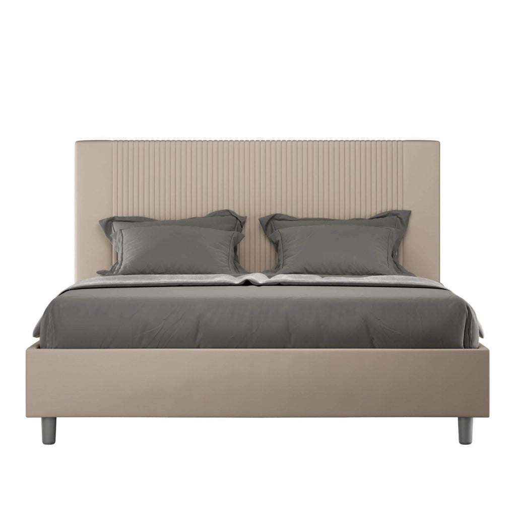 Letto matrimoniale king size contenitore imbottito 170x210 similpelle tortora Goya