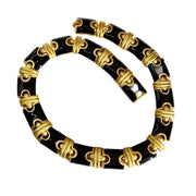 Collana girocollo in smalto nero in stile vintage francese.